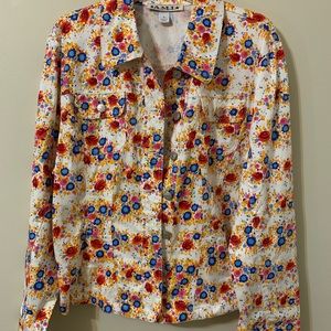 A.M.I. Floral Lightweight Button Up Jacket
